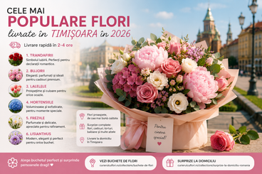 Cele mai populare flori livrate în Timișoara în 2026 – top alegeri pentru orice ocazie