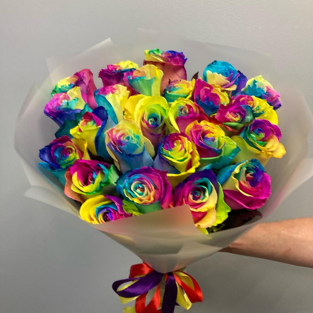 Buchet din 25 Trandafiri Rainbow